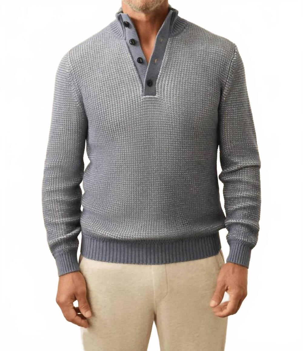NEW FAHERTY quarter button sweater in port huron